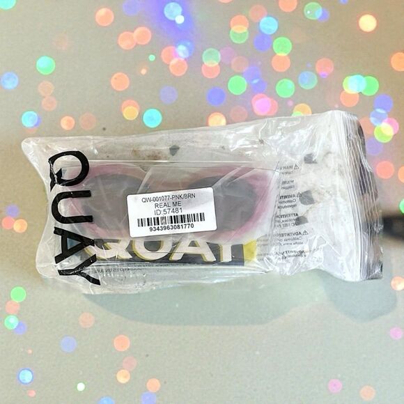 Quay Real Me Sunglasses Geometric Pink Ombre Frame Brown Lens NWT And Case main image 12